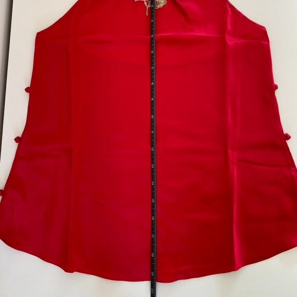 ( New WT ) Lingerie Silk Floral Halter Top Knot buttons Jewel Red - Size XS - Picture 9 of 12